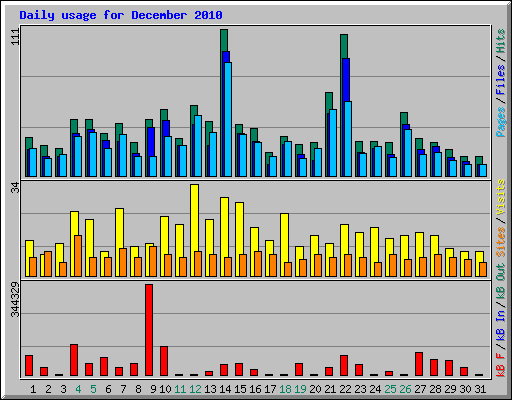 Daily usage for December 2010